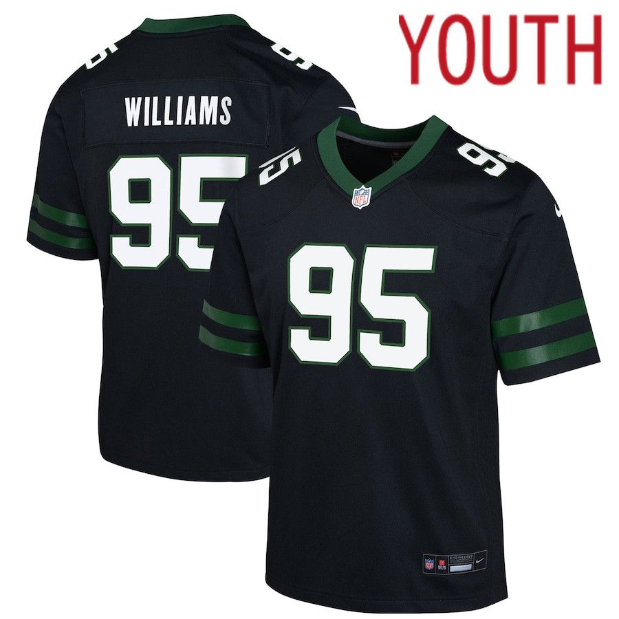 Youth New York Jets #95 Quinnen Williams Nike Legacy Black Alternate Game NFL Jersey->->Youth Jersey